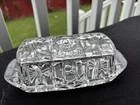 Vintage Anchor Hocking Starburst Glass Butter Dish with Lid