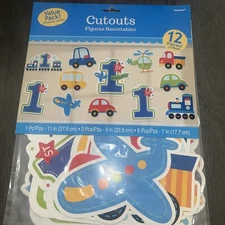 All Aboard Boy Train Car Truck Cute 1st Birthday Party Wall Decoration Cutouts