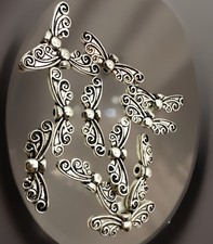 22mm Silver Plated Metal Angel Wing Beads Qty:12