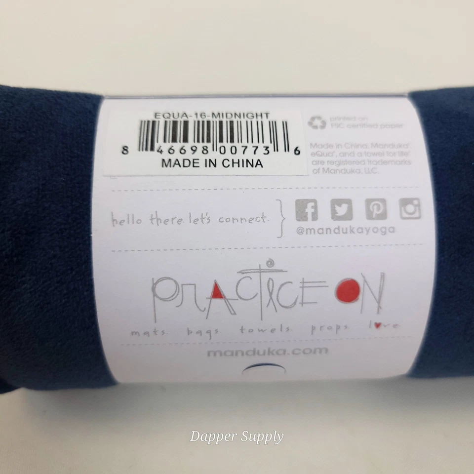 Manduka eQua Yoga Hand Towel Midnight Blue Microfiber 26.5x16" Sweat Activated - Image 3 of 4