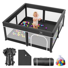 Foldable Baby Playpen with Mat - 50"X50" Play Yard for Babies and Toddlers - ...