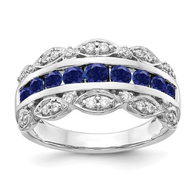 #ad #ad 14k White Gold 1 5 Ct Round Cut Created Sapphire amp; Diamond Women Fancy Ring Sz 7 $1936.00