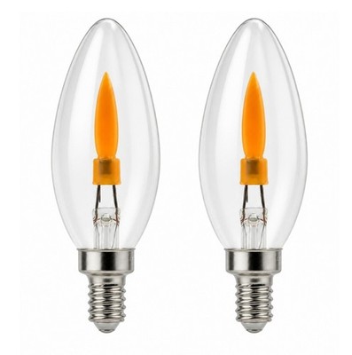 C35 Clear Torpedo LED Flicker Flame Light Bulbs 1W 120V E12 Candelabra - 2 Pack