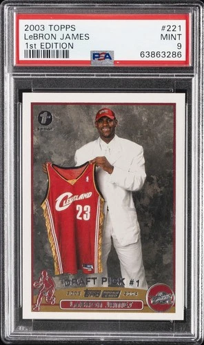 2003 TOPPS 1ST ED #221 LEBRON JAMES ROOKIE RC PSA 9