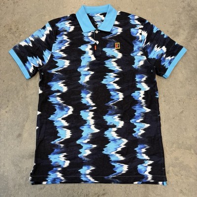 NEW Nike Court Dri-Fit Tennis Polo Shirt Tie Dye Blue DV8915-416 Slim Fit Large