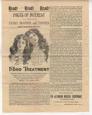 Foso Treatment for Hair Quack Medicine Advertising Broadsheet 1880's