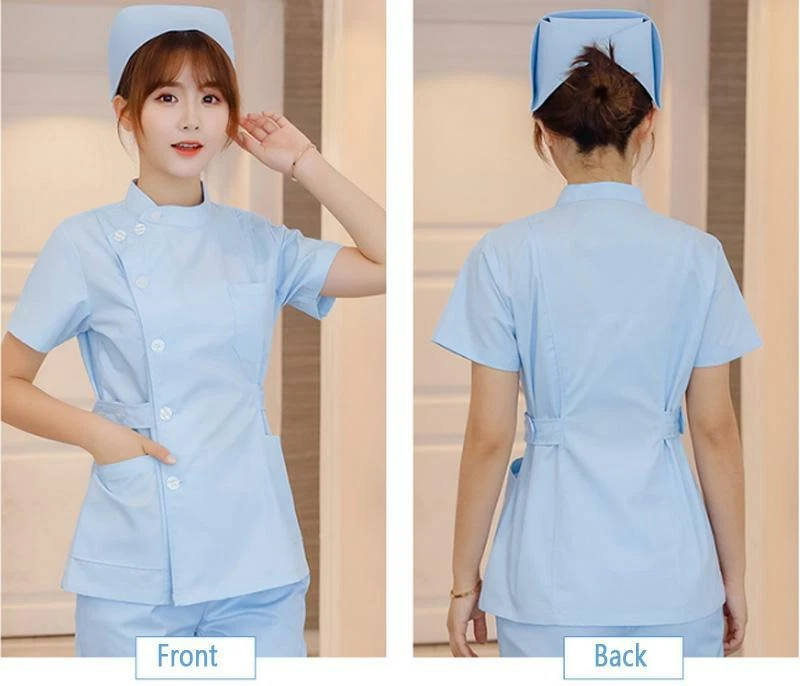 Women Nurse Uniforms Doctor Medical Beautician Lab Work Clothes Set Top & Pants - Image 3 of 3