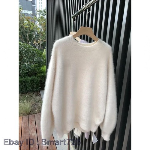 Winter Womens Faux Angora Cashmere Warm Sweater Fluffy Fuzzy Plush Jumper Hot - Picture 11 of 34