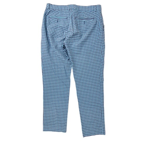 MR TURK Men's Trouser Pants 30X28 Trina Gingham Check Golf Activewear Blue - Picture 2 of 4