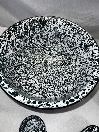 VTG Enamelware Splatterware 6 Pc Cookware Set Green White CGS Intl Kitchen - Picture 11 of 21