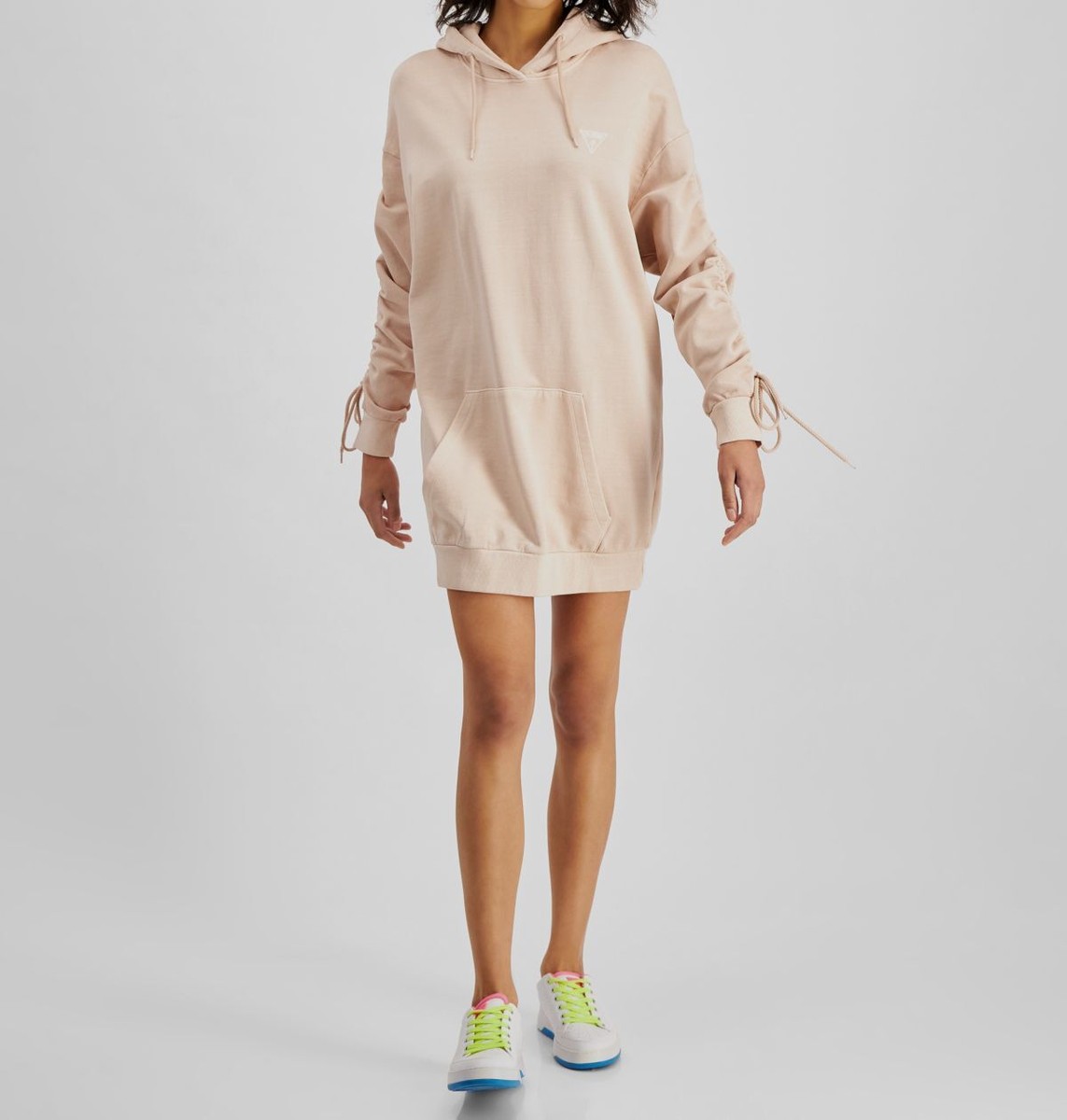 guess beige dress $108 Women's Drawstring Pocket Hooded Mini Sweater Size Large Buy Women's Dresses Black condition_New Never Worn (Un-Altered) Color:As Photo(Pink) A fitting style that