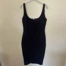 Zara Black Fitted Stretchy Bodycon Sleeveless Tank Midi Dress Size L