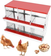 6 Hole Chicken Nesting Boxes Metal Chicken Egg Laying Nest Box with Perch