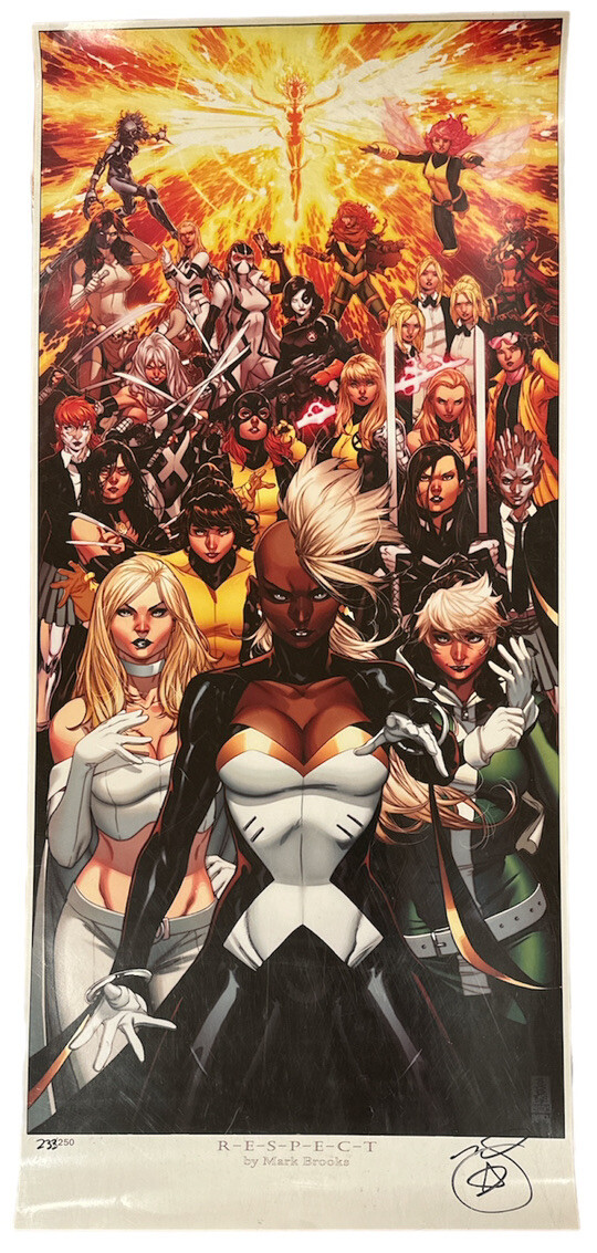 MARK BROOKS Signed X-MEN RESPECT Art Poster STORM ROGUE EMMA
