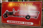 RARE VINTAGE AHERNS FOX FIRE ENGINE TRUCKS CINCINNNATI OHIO PORCELAIN METAL SIGN