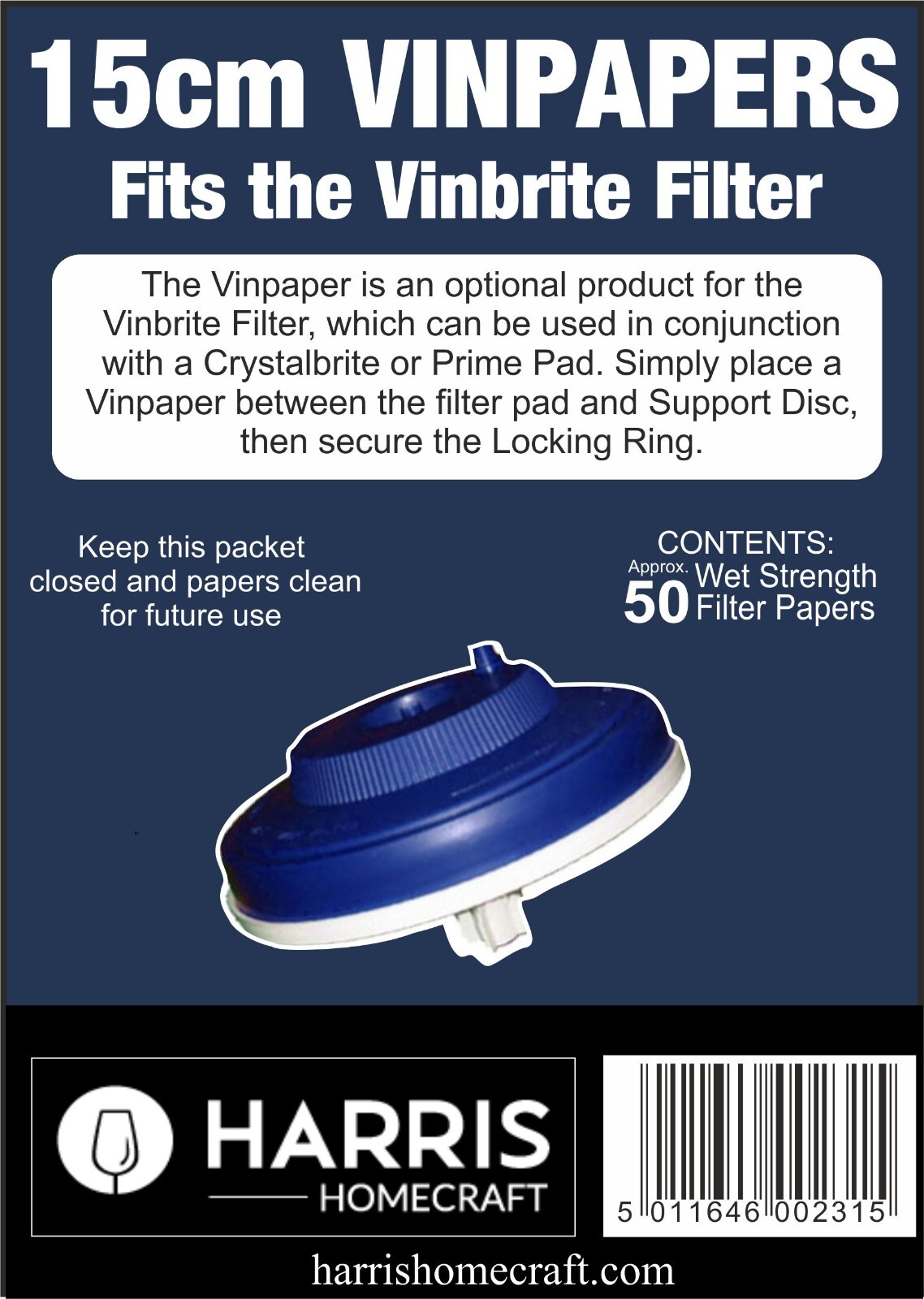 Harris Vinpapers Filter Papers 15cm Diameter Vinbrite Home Brew Wine