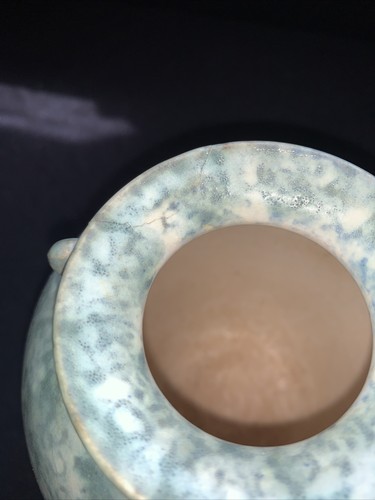 Vintage Conway Pottery Vase Mottled Green/Blue 5.25” Ceramic Hand Made - Picture 5 of 6