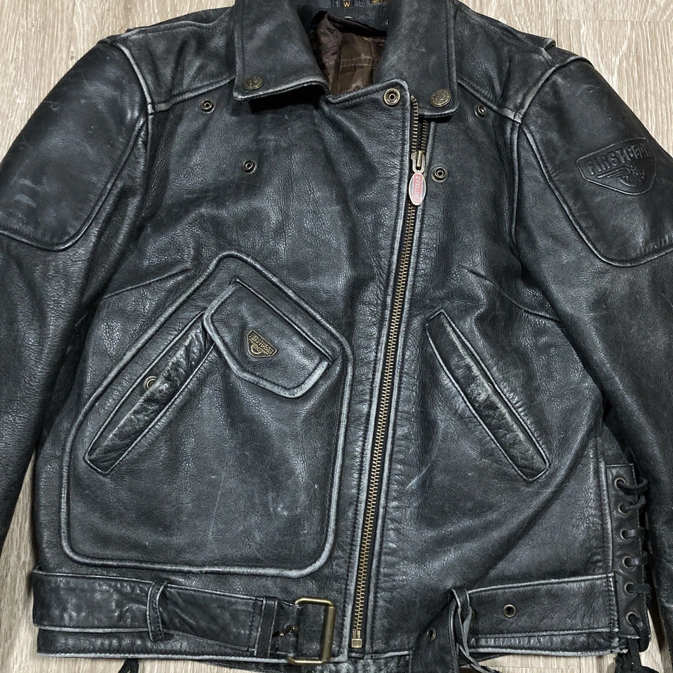 First-gear Jacket M Women's Biker Motorcycle Moto Bomber Genuine Leather Coat - Image 4 of 4