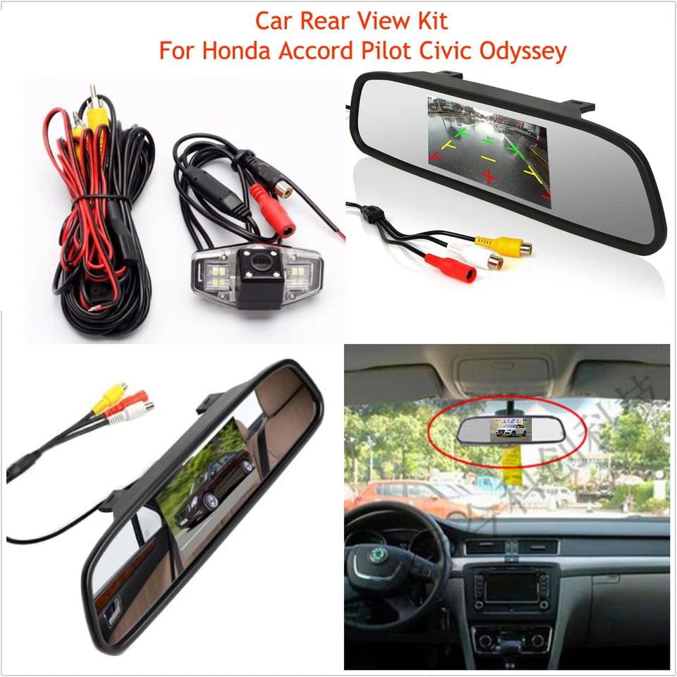 4.3"Car Rear View Mirror Monitor Reversing Camera For Honda Accord Civic Odyssey - Image 3 of 4