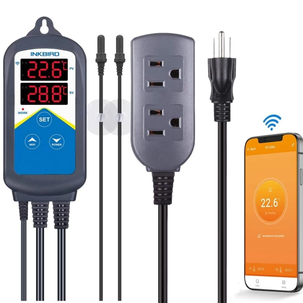 Inkbird Prewire WIFI Temperature Controller Thermostat ITC-306A Heat 2 Probe APP
Opens in a new wind