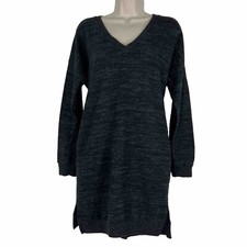 Cherish Sweater Dress Women's Medium Fleece Shift V Neck Above Knee Side Pockets