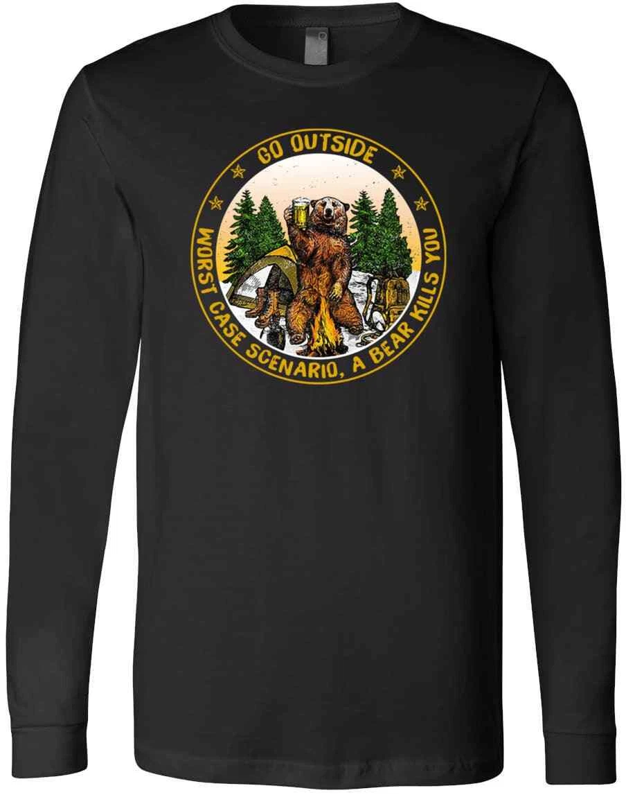 Go Outside Worst Case Scenario A Bear Kills You Outdoor Camping Gift T-Shirt