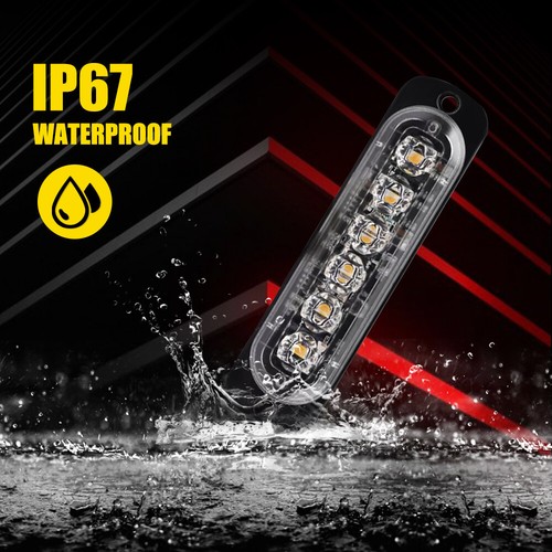 8x Flashing Lamp Truck 12-24V 6 LED Amber White Recovery Strobe Marker Light Bar - Picture 5 of 12