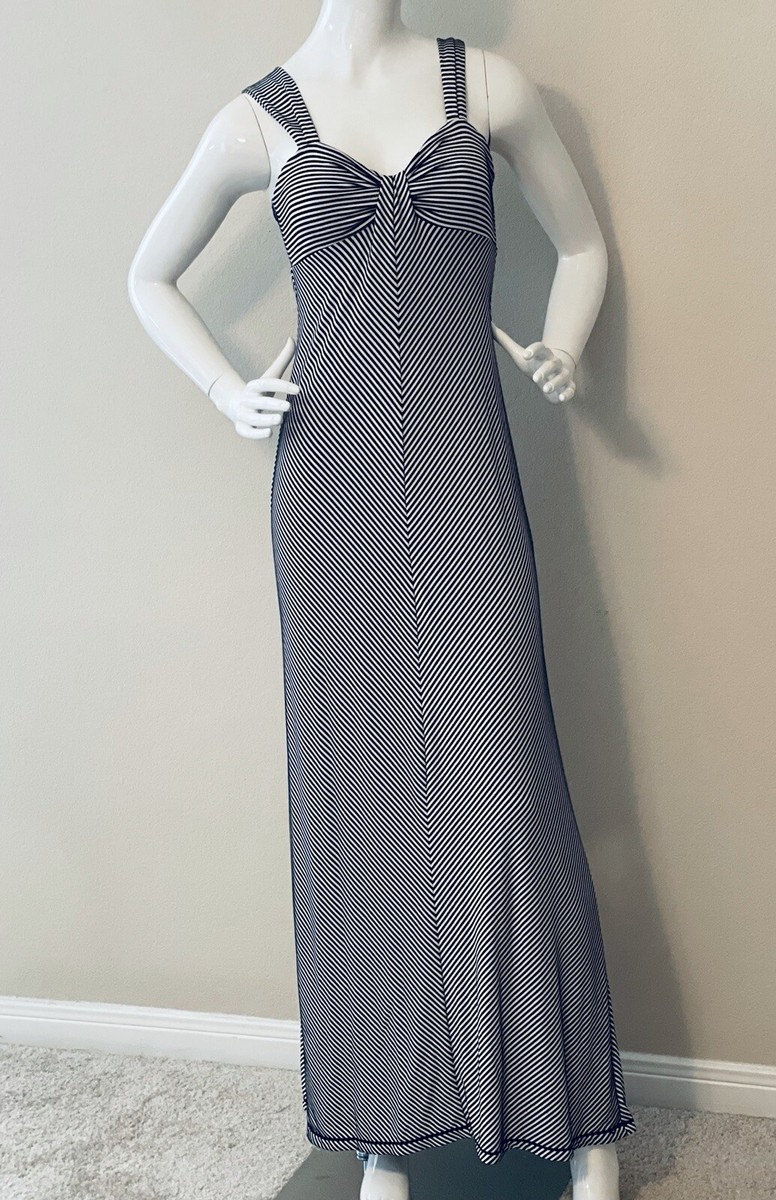 chinese dress ladies Max Studio Women's Sleeveless Stripe Maxi Knit Dress,  Mustard/Black/White-673, Small at Amazon Women's Clothing store