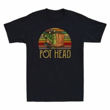 Gardening T-Shirt Pot Shirt Black Sunset Tee Vintage Flowers Cotton Retro Head