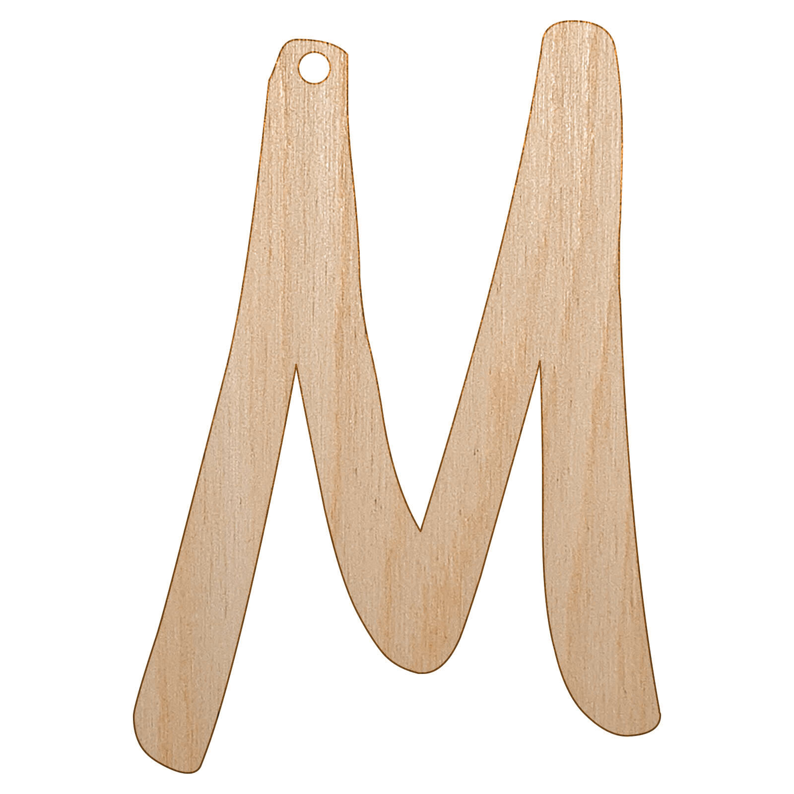 Letter M Uppercase Felt Marker Font Unfinished Wood Christmas Tree DIY Ornament