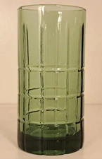 Vtg Anchor Hocking Emerald Green Tartan 6” Tall Iced Tea Glass