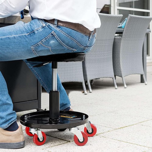 Creeper Stool Seat Pneumatic Mechanic Round Car Bike Garage Workshop Black uk. - Picture 3 of 12