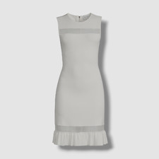  495 Milly Women's White Ribbed Round Neck Sleeveless Bodycon Dress Size S