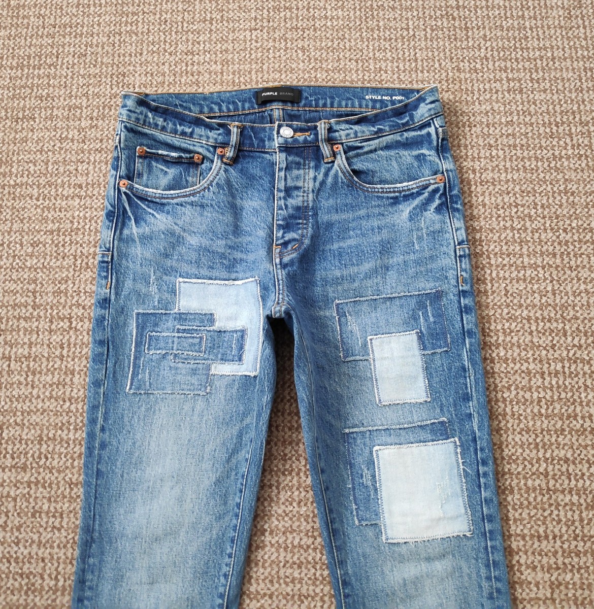 Purple Brand P001 Vintage Square Patch Repair Denim Jeans #2 | eBay