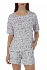 NEW Disney Women's 2 Piece Short Pajama Set Large Gray Mickey Mouse