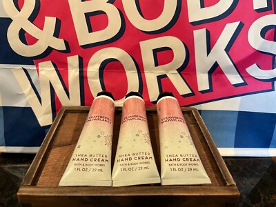 Bath & Body Works Shea Butter Hand Cream STRAWBERRY SNOWFLAKES Set of 3 NEW