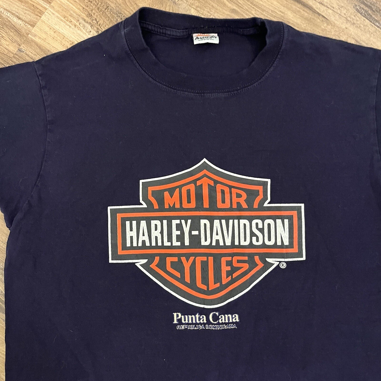 00'S Harley-Davidson Motorcycle Bike T-shirt Made in USA Men's XL cotton navy blue type Vintage Second Hand