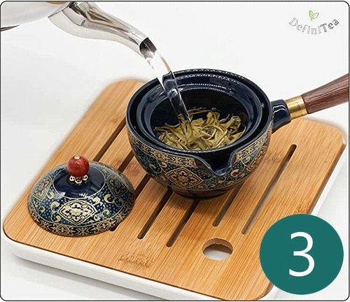 Revolving Tea Cup Set 360° Rotating Teapot Premium 5-piece Set China Traditional Ceramics Tea ...