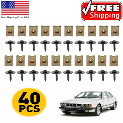 40x Metal Hex Bolts with Washer U-Nut clips Speed Fastener set For BMW X1/3/5/6