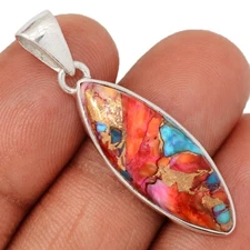Composite Kingman Pink Dahlia Turquoise 925 Silver Pendant Jewelry CP69362