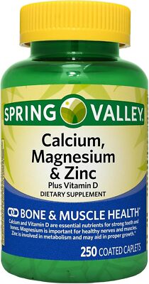 Spring Valley | Calcium, Magnesium & Zinc Plus Vitamin D3, 250 Caps, ''exp 05/26''
