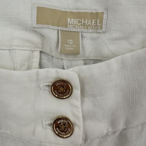 Michael Kors White 100% Linen Pants Slacks Wide Leg Office Light Wt Women Sz 30 - Picture 6 of 9