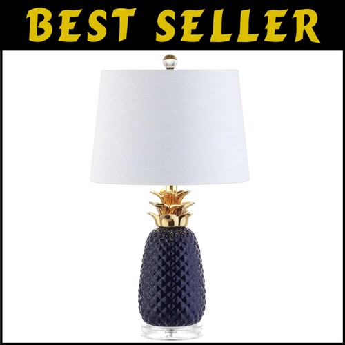 LED Table Lamp 23" with Whimsical Ceramic Pineapple - Ideal for College & Home