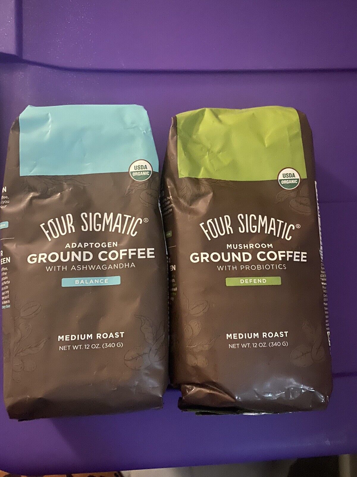 2 packages Four Sigmatic Med Roast Coffee 12oz each