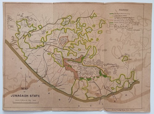 AOP Inde 1917 CARTE de l'état de Junagadh 33x45cm - Photo 1/6