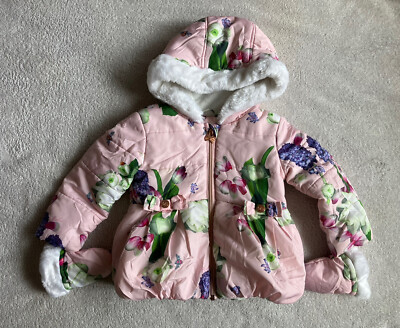 Ted Baker Baby Girl Pink Floral Bees Jacket Coat Rain Winter 12-18 - Main Image