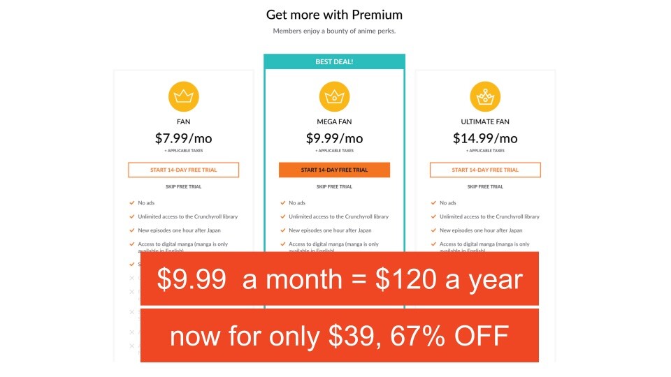Crunchyroll Membership Crunchyroll Free Premium Trial Buy
