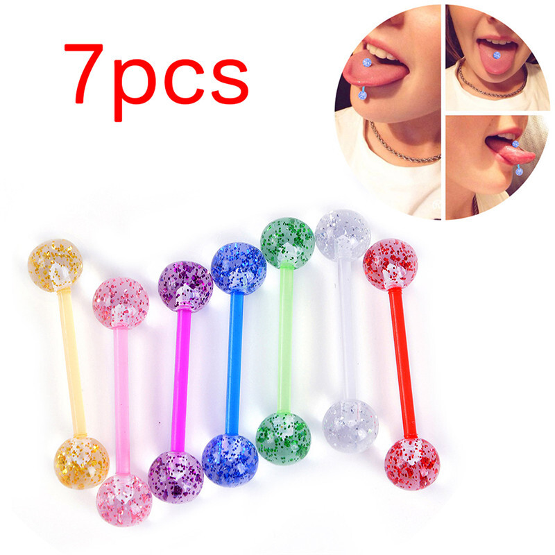 6-Pack Eyeball & Snake Eye Ball Tongue Barbell Rings - 14g (1.6mm), 16mm Length, Surgical Steel
