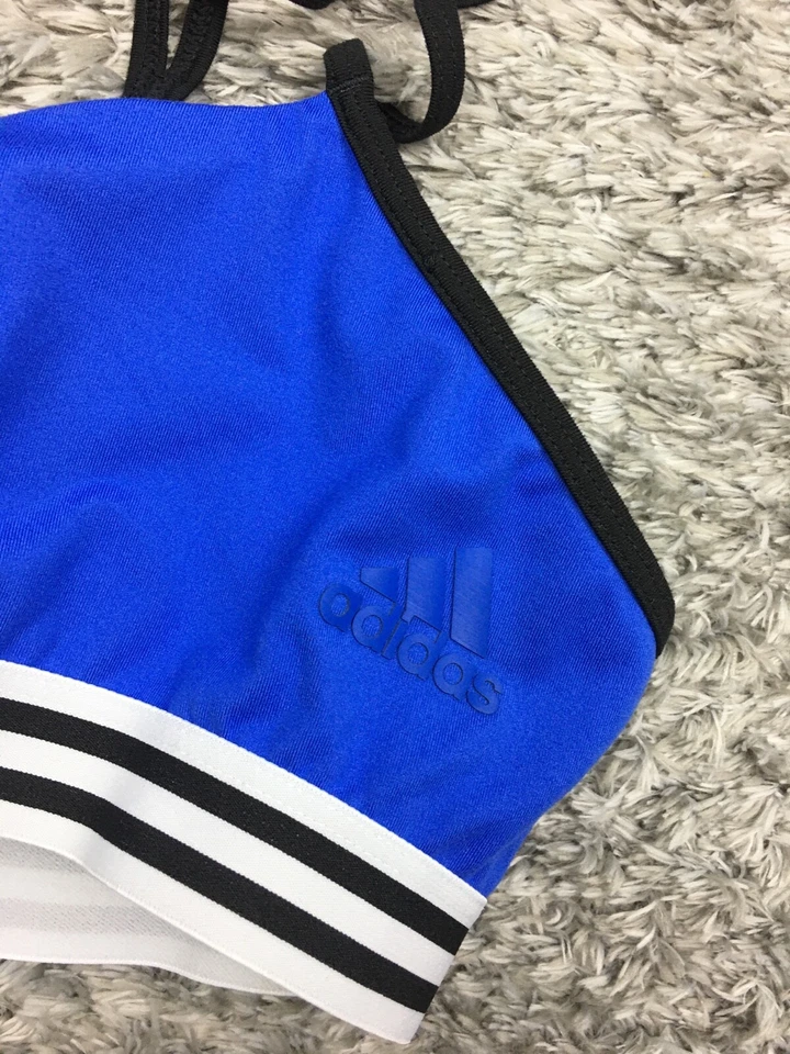 Sujetador deportivo Adidas espalda cruzada azul activo para mujer talla pequeña CF8416 Foto 4 de 4