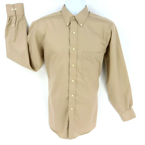 Chaps Dress Shirt Mens M Light Brown 